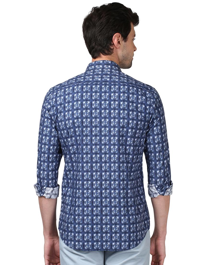 navy blue printed casual shirt - 17669777 - Standard Image - 2
