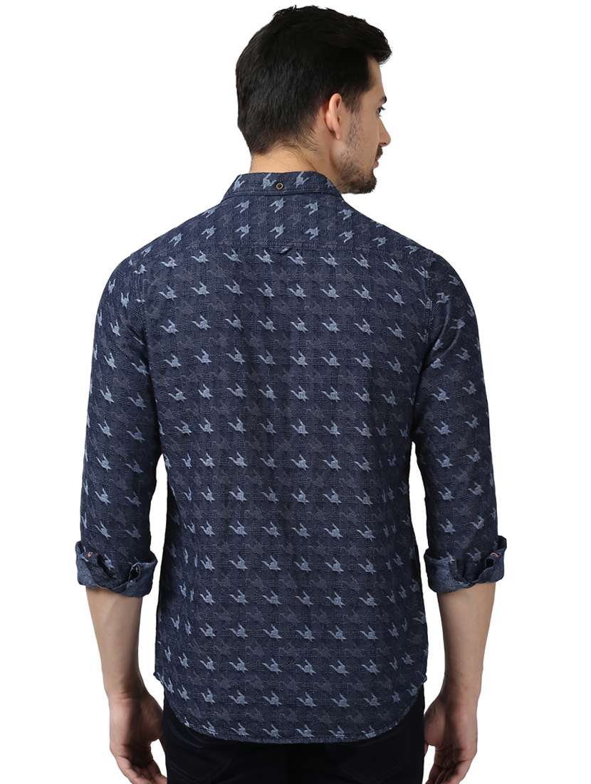 navy blue printed casual shirt - 17669836 - Standard Image - 2