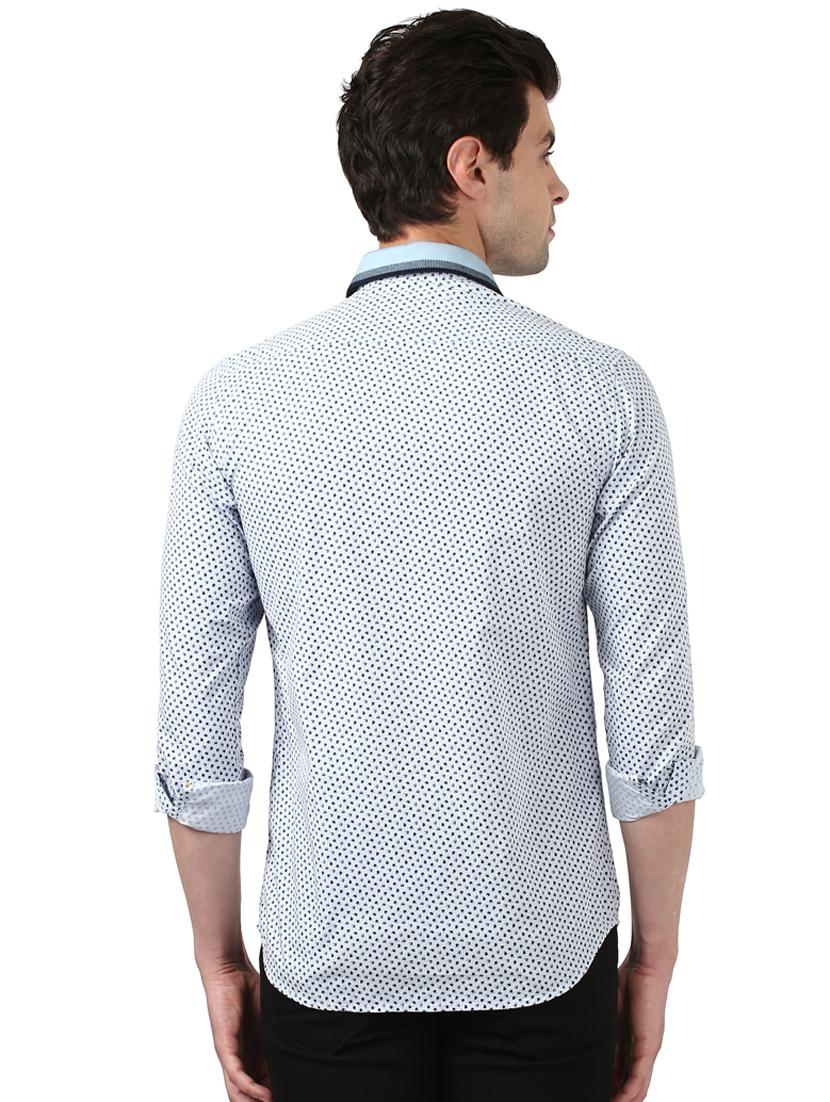 light blue printed casual shirt - 17669853 - Standard Image - 2