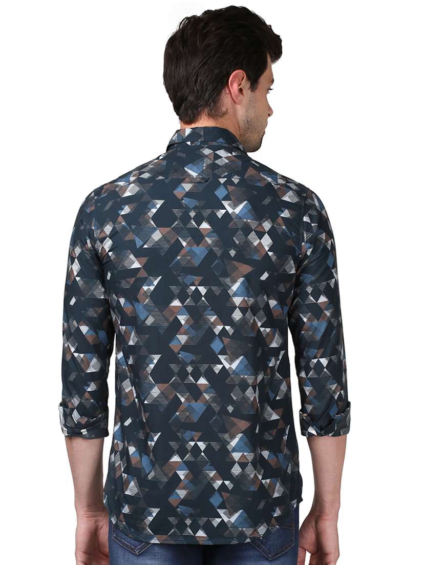 navy blue printed casual shirt - 17669855 - Standard Image - 2