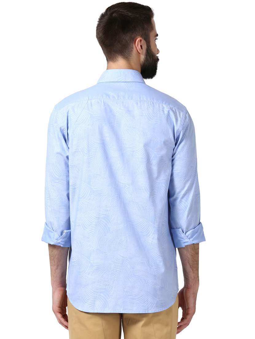 light blue printed casual shirt - 17669877 - Standard Image - 2