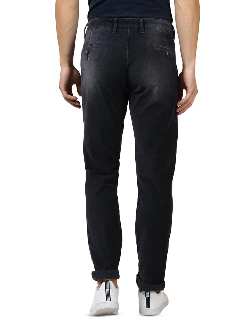 dark blue solid flat front casual trouser - 17669921 - Standard Image - 2
