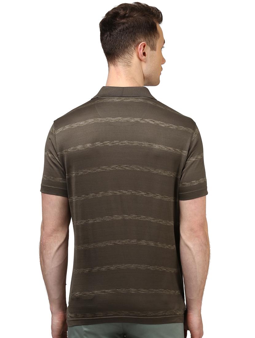 olive green striped polo t-shirt - 17670174 - Standard Image - 2