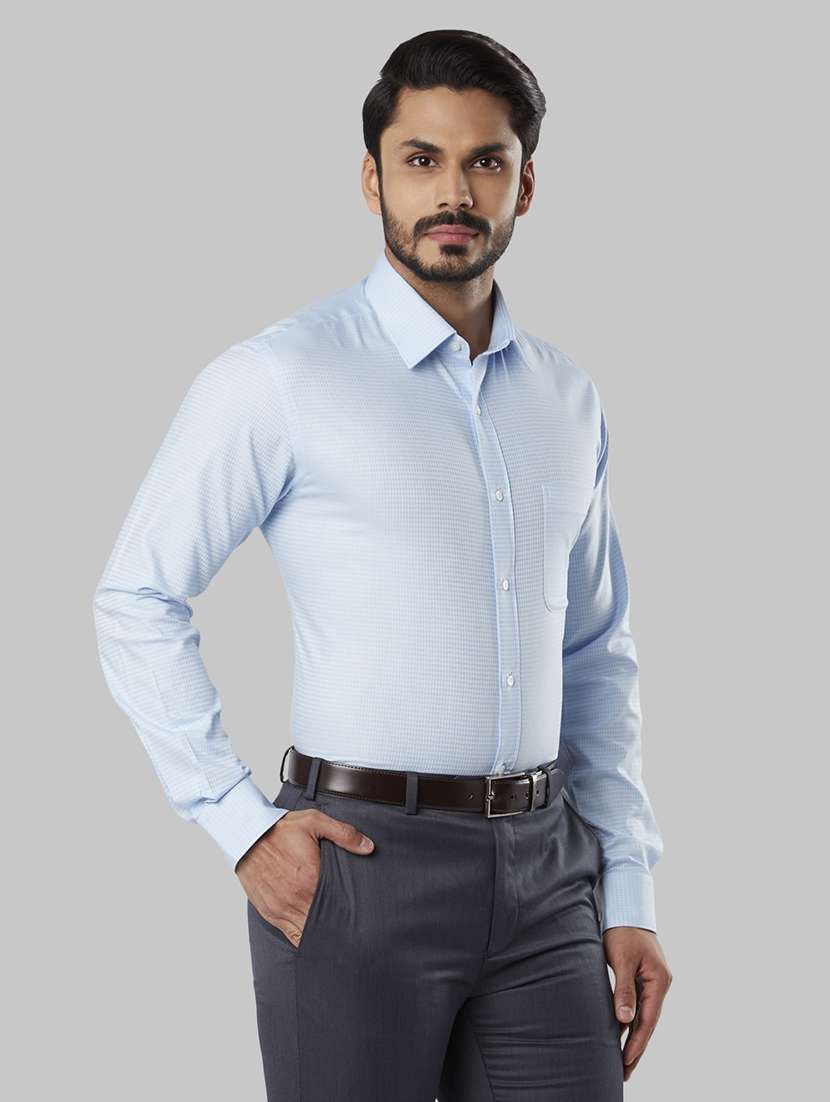 light blue self design formal shirt - 17671228 - Standard Image - 2