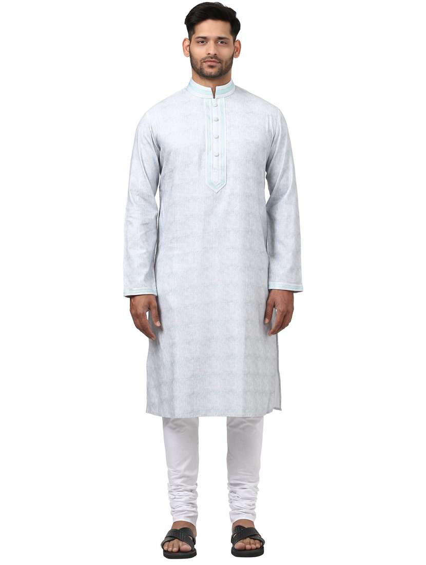 grey self design long kurta
