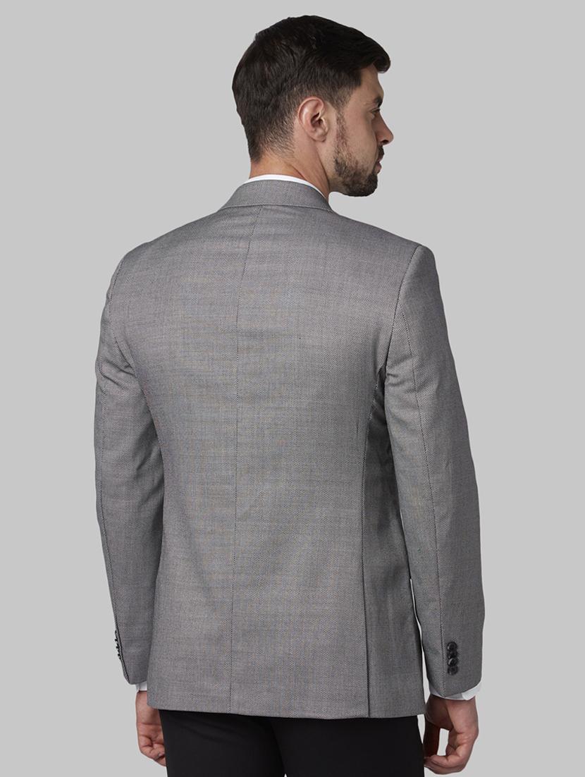 grey self design single breasted formal blazer - 17671335 - Standard Image - 2