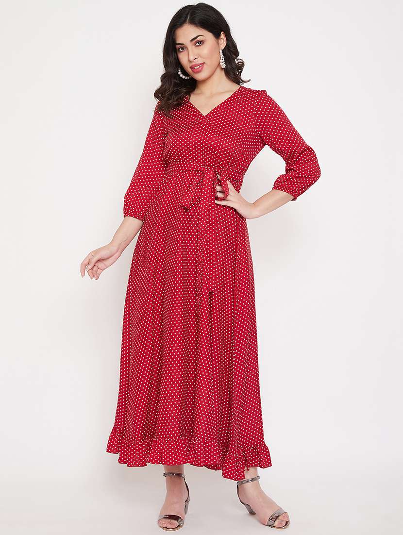 tie front polka dot flared dress