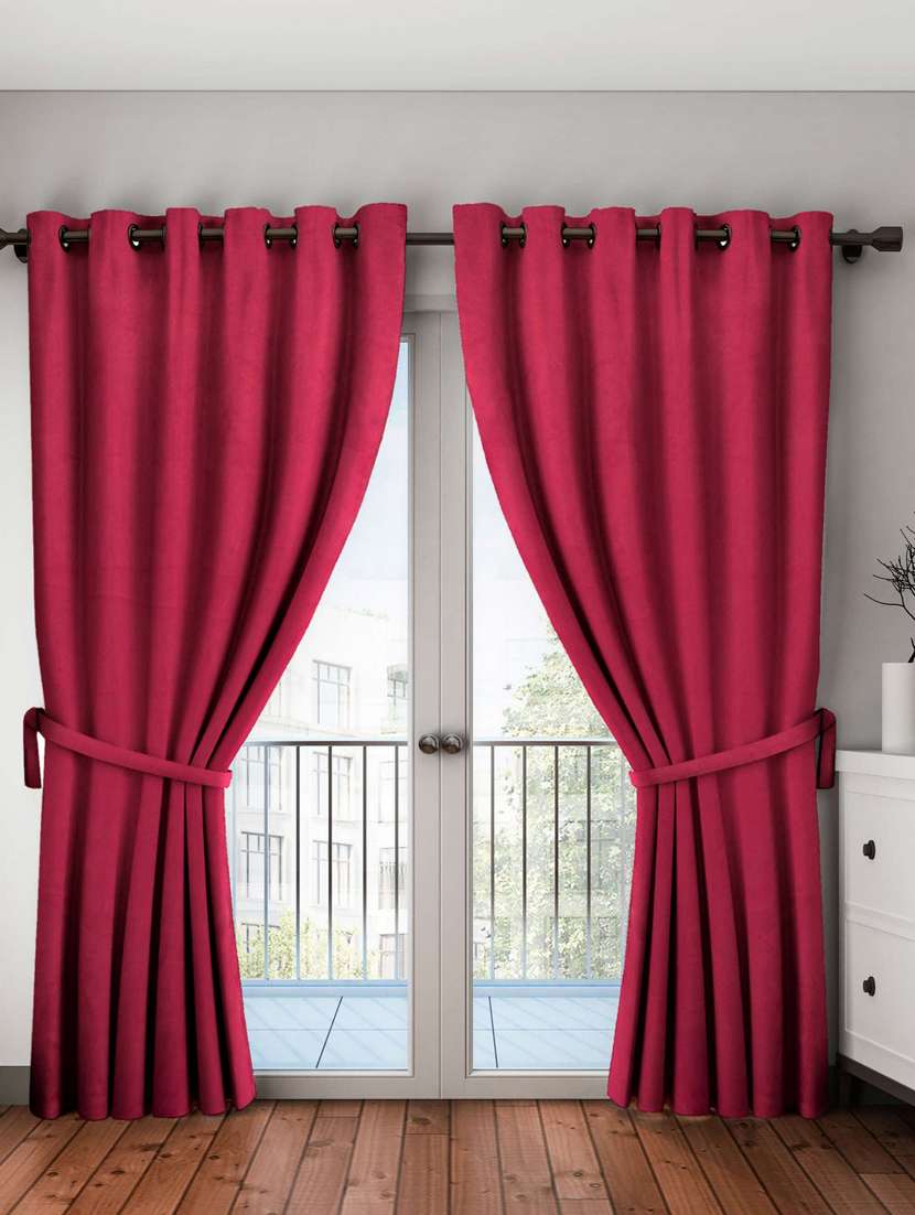 bianca minimal-satin blackout curtain [blocks 99% sunlight & reduces noise] -1pc 7.5 feet (blackout) abstract-maroon