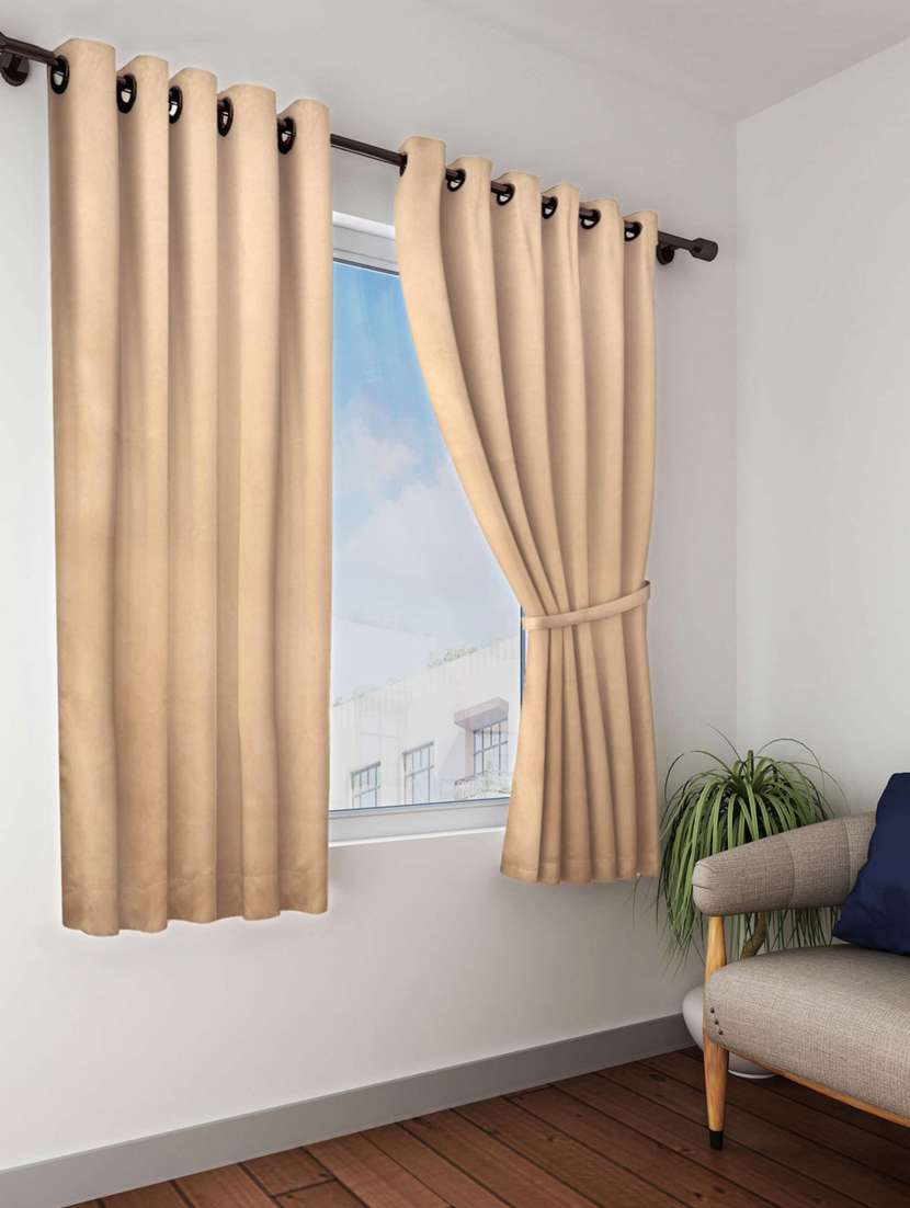 bianca minimal-satin blackout curtain [blocks 99% sunlight & reduces noise] -2pc 5 feet (blackout) plain-dk.gold