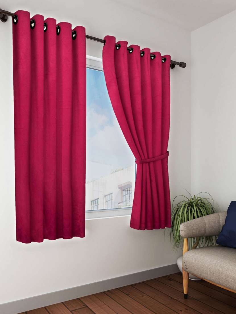 bianca minimal-satin blackout curtain [blocks 99% sunlight & reduces noise] -2pc 5 feet (blackout) plain-maroon