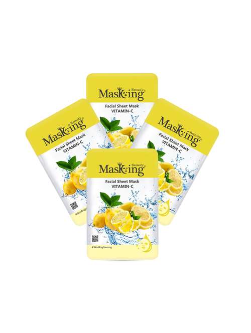 masking beauty facial sheet mask of lemon extract for skin brightening for women and men, 80ml (pack of 4) - 17679432 - Standard Image - 0