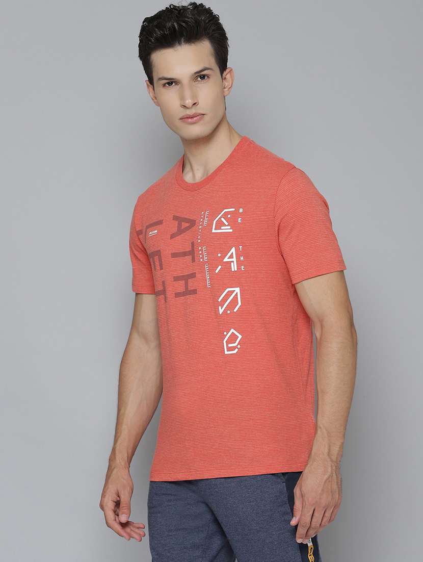 orange printed sports t-shirt