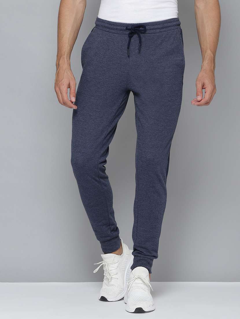 navy blue solid ankle length track pant