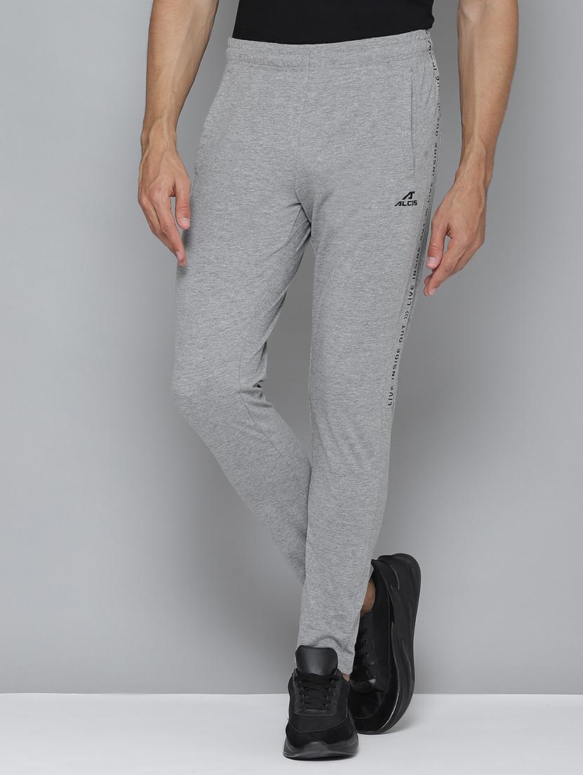 grey side taped ankle length track pant - 17679608 -  Zoom Image - 0