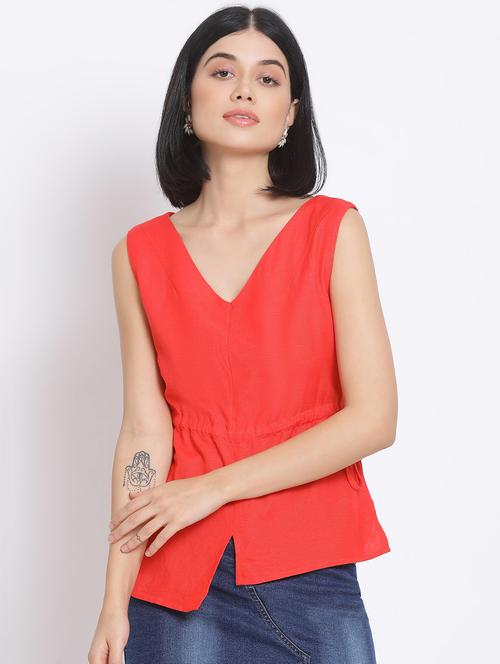 women's crop v neck top - 17680091 - Standard Image - 0