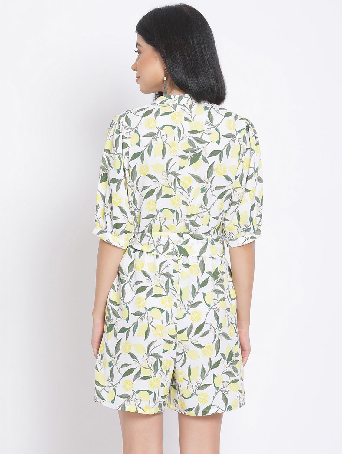 tie front printed romper - 17680128 - Standard Image - 2