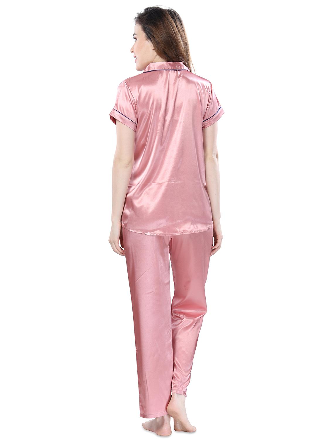 pink solid pyjama set nightwear set - 17683609 - Standard Image - 2