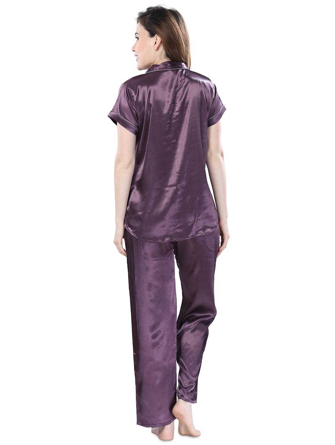 purple solid pyjama set nightwear set - 17683611 - Standard Image - 2
