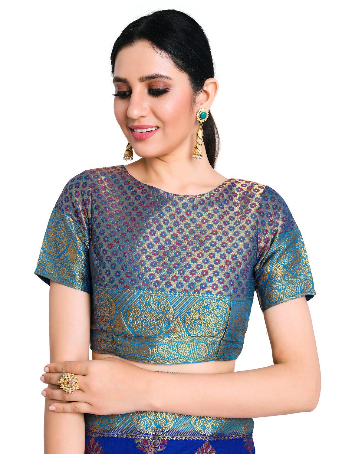 ethnic motifs kanjivaram saree with blouse - 17684564 - Standard Image - 2
