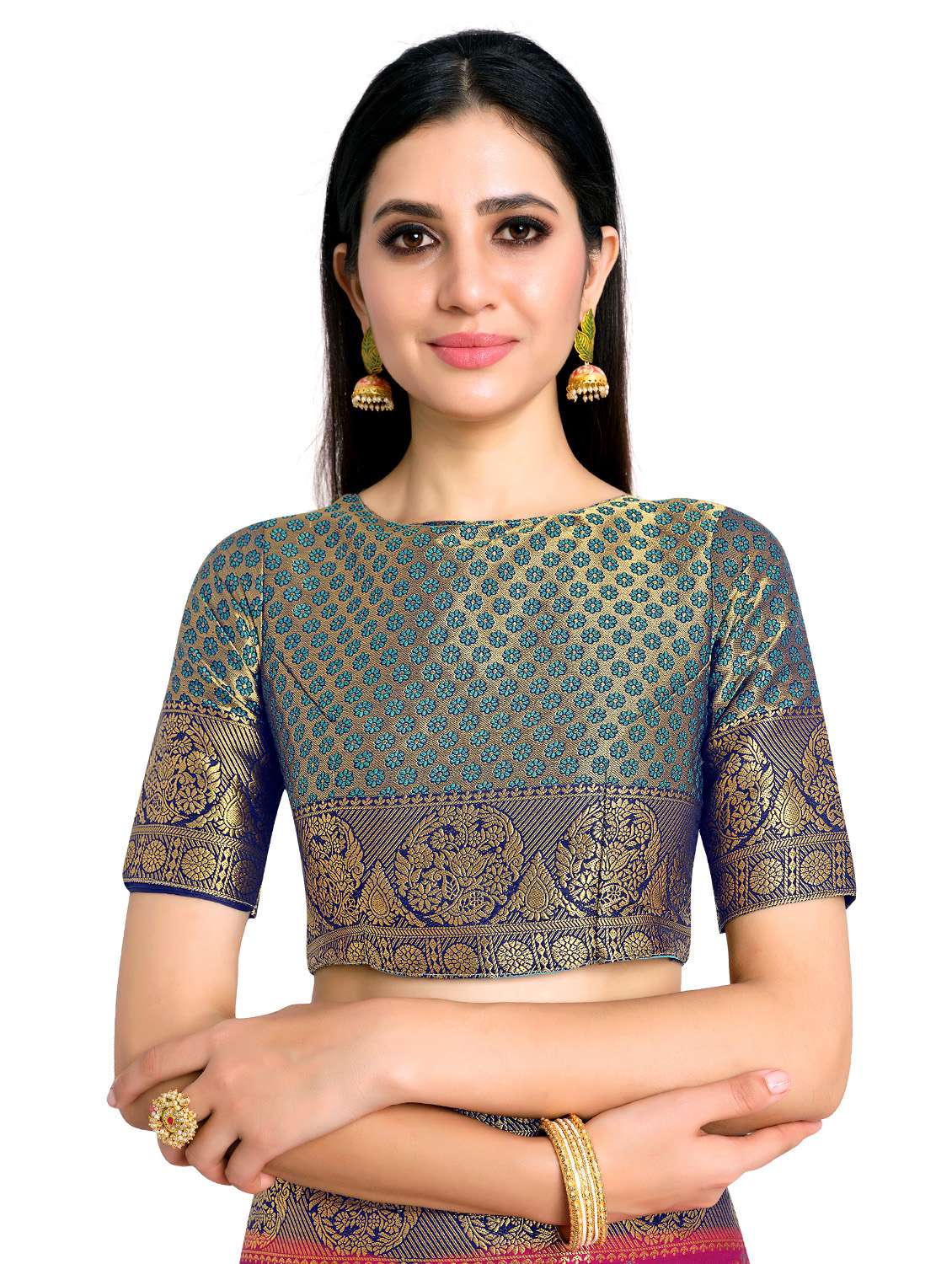 ethnic motifs kanjivaram saree with blouse - 17684568 -  Standard Image - 2