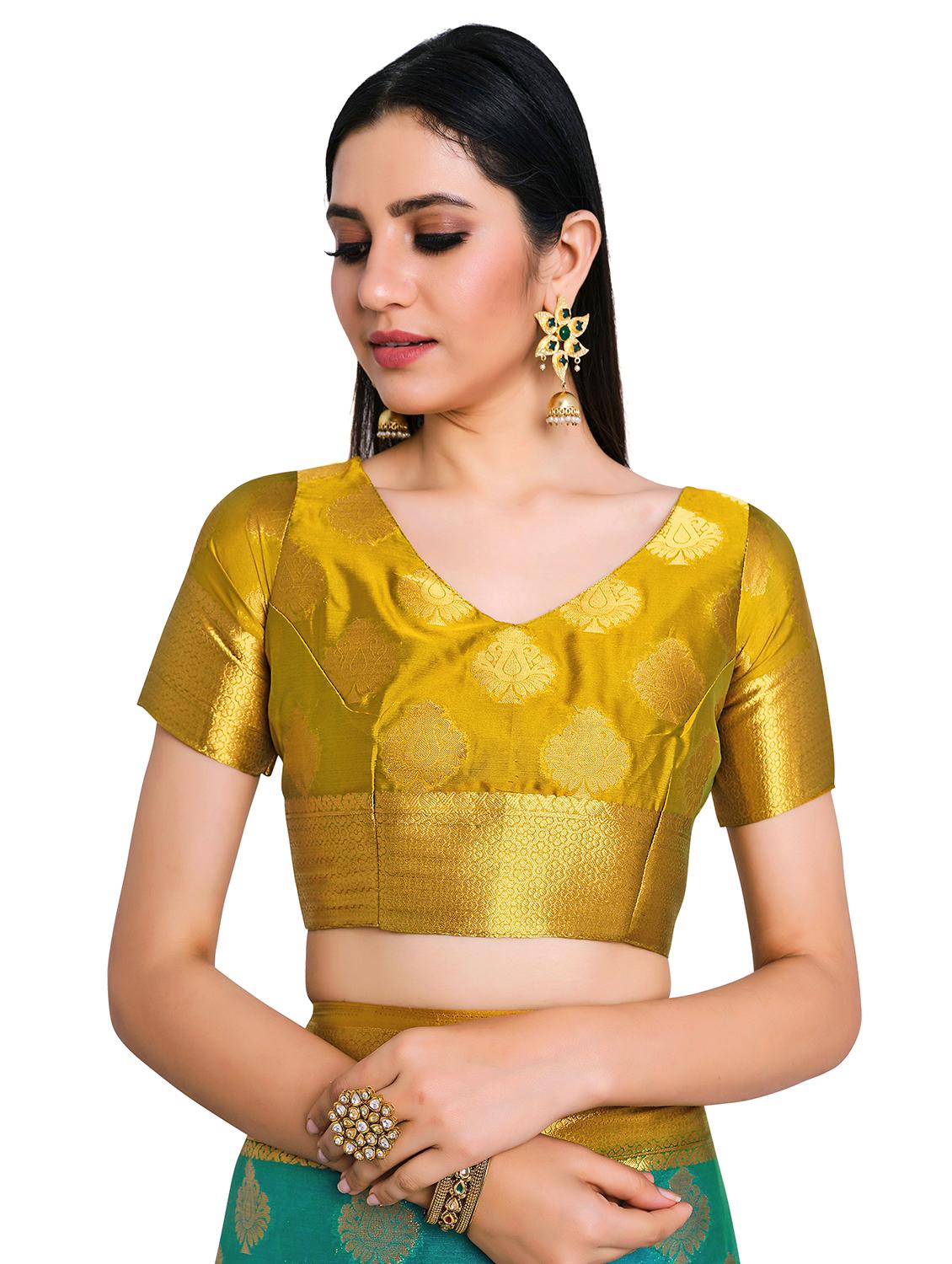 turquoise art silk kanjivaram saree with blouse - 17684578 - Standard Image - 2