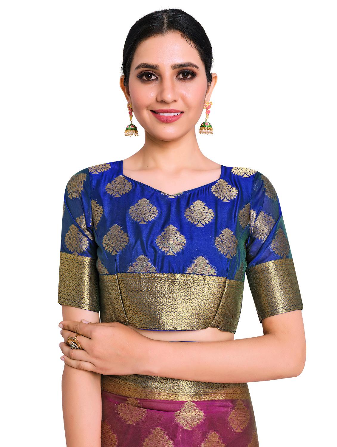 ethnic motifs kanjivaram saree with blouse - 17684579 - Standard Image - 2