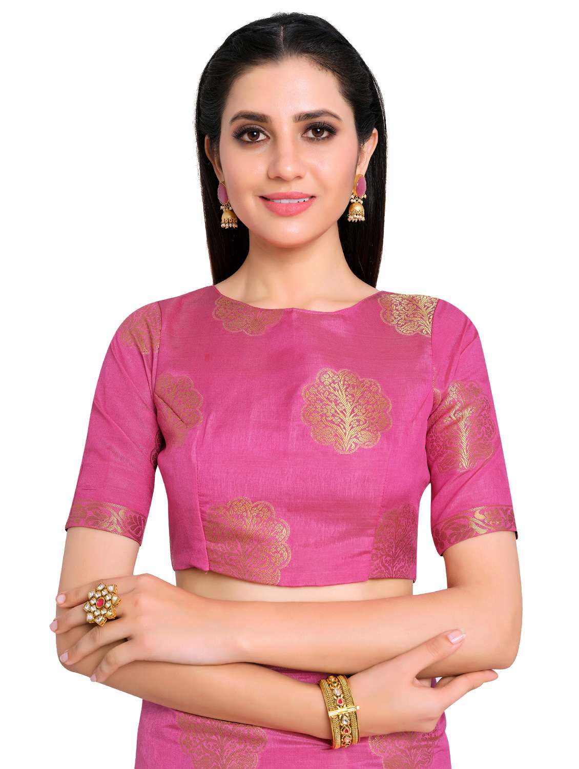 pink tussar silk kanjivaram saree with blouse - 17684587 - Standard Image - 2