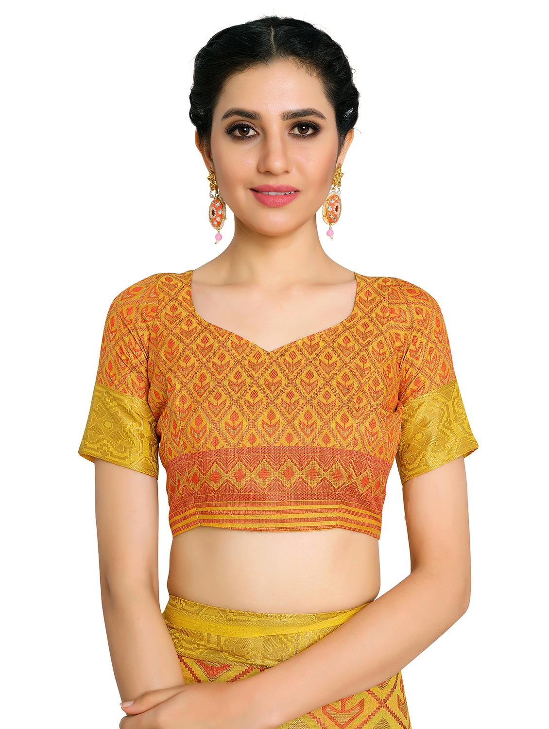 yellow art silk patola saree with blouse - 17684614 - Standard Image - 2
