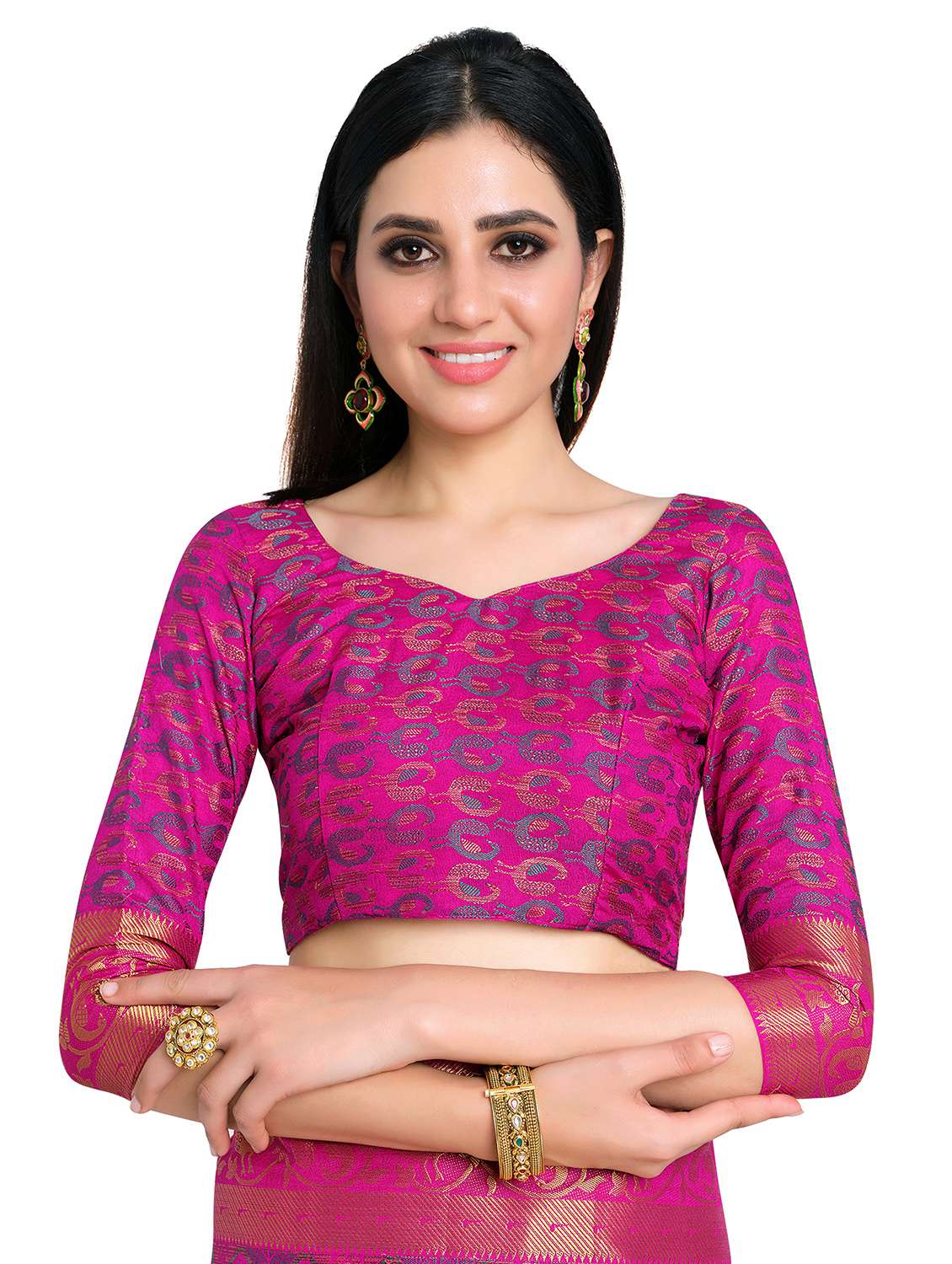 pink art silk patola saree with blouse - 17684618 - Standard Image - 2