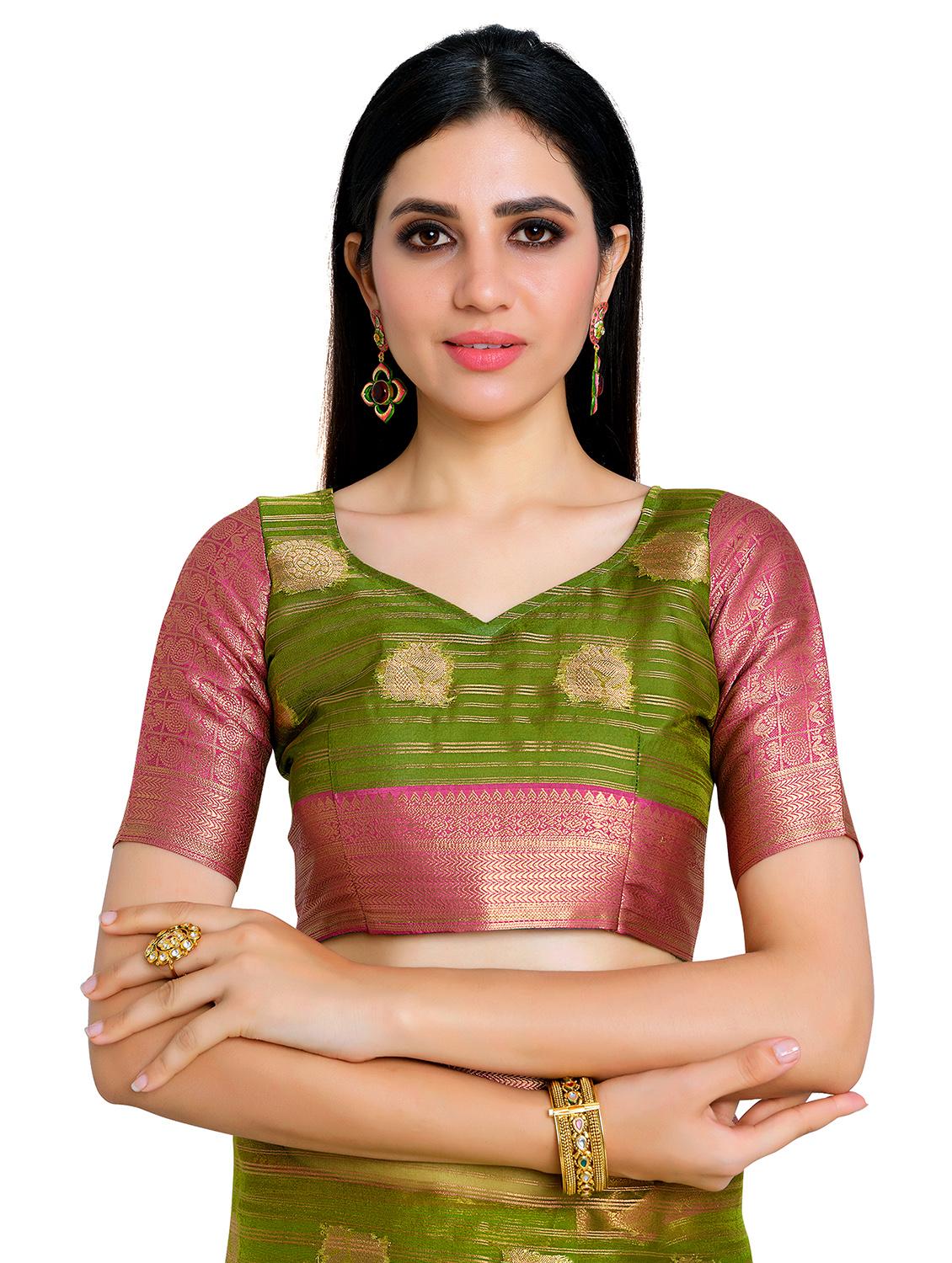 ethnic motifs banarasi saree with blouse - 17684623 - Standard Image - 2