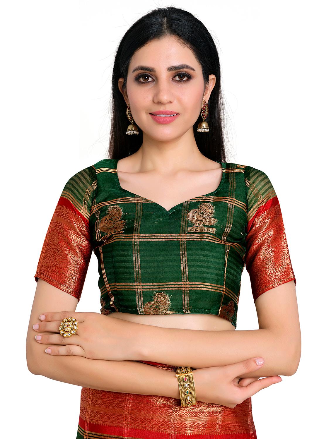 ethnic motifs banarasi saree with blouse - 17684626 - Standard Image - 2