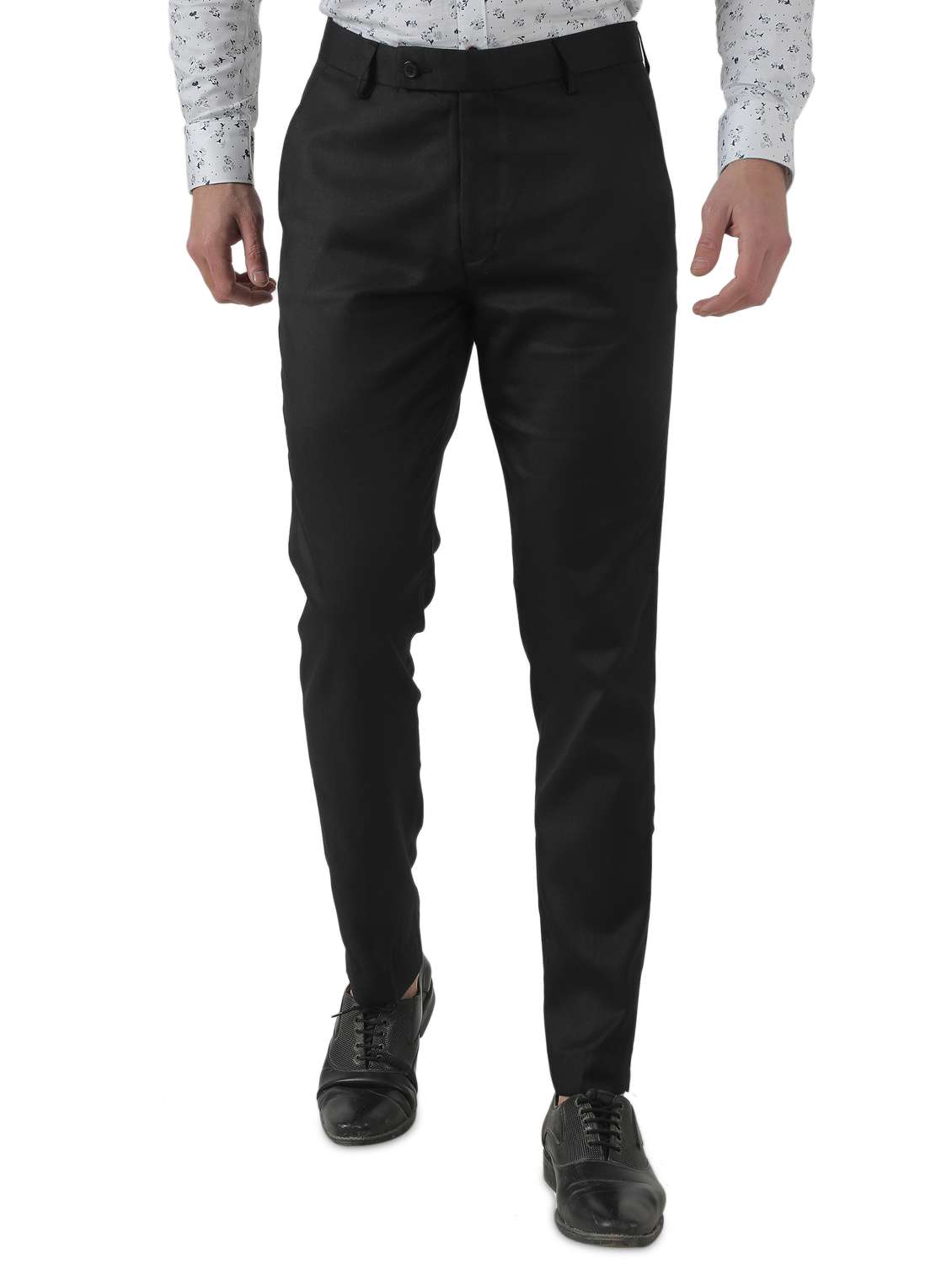 black solid flat front trousers formal trouser