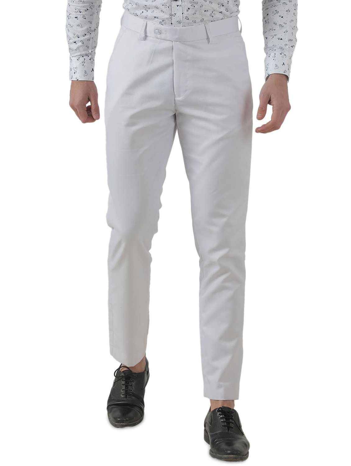 white solid flat front formal trouser