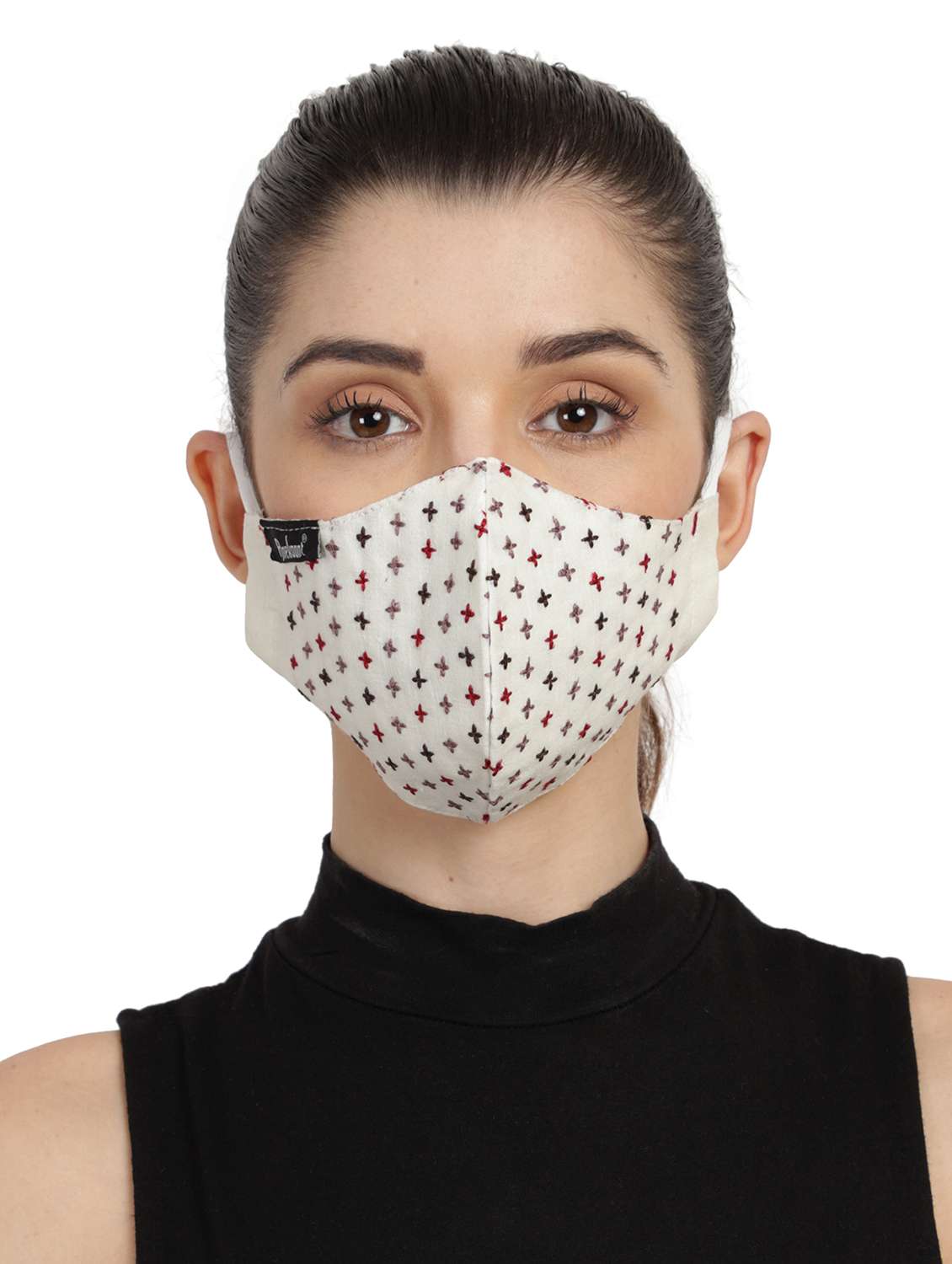 white cotton decorative women mask