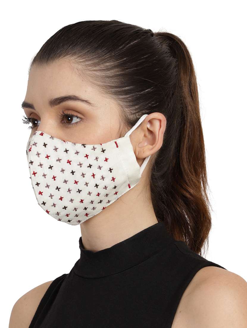 white cotton decorative women mask - 17686868 -  Standard Image - 2