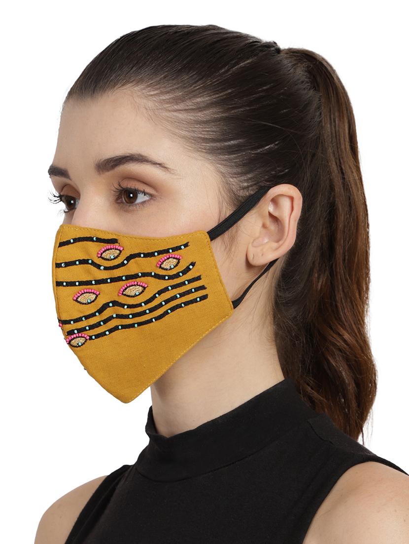 yellow cotton decorative women mask - 17686881 - Standard Image - 2