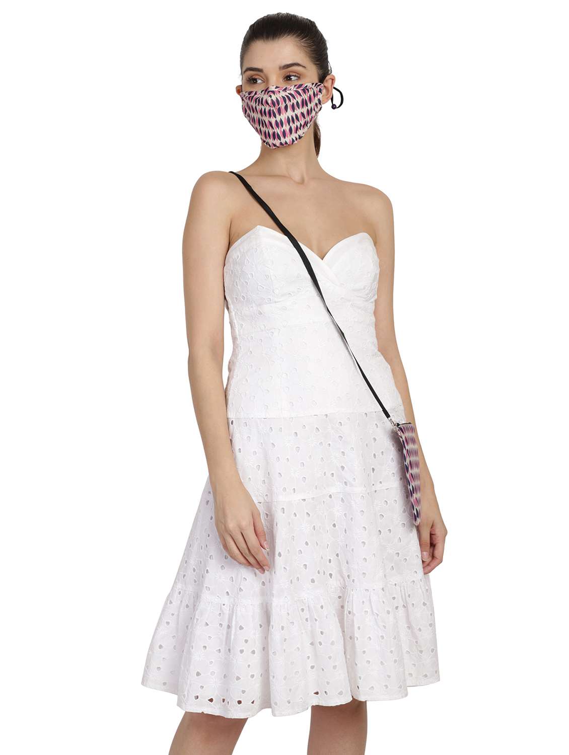 pink cotton printed women mask with mobile sling bag - 17686882 -  Standard Image - 2
