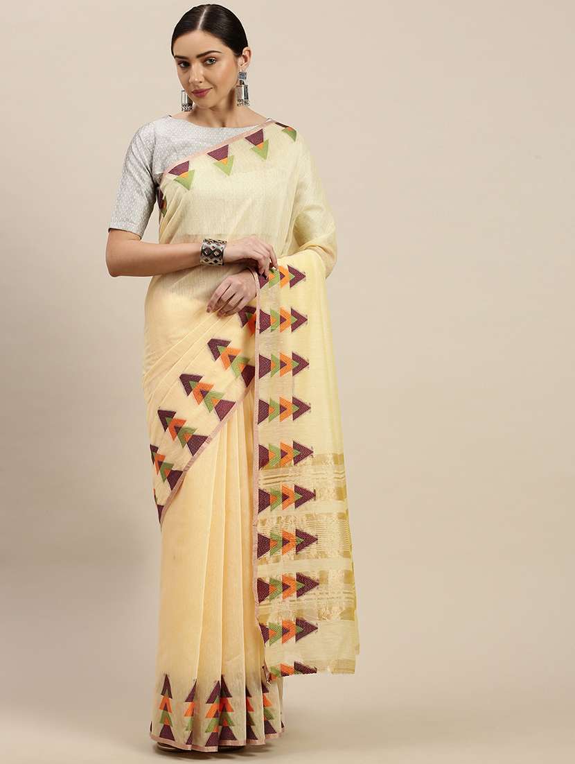 solid bordered saree with blouse