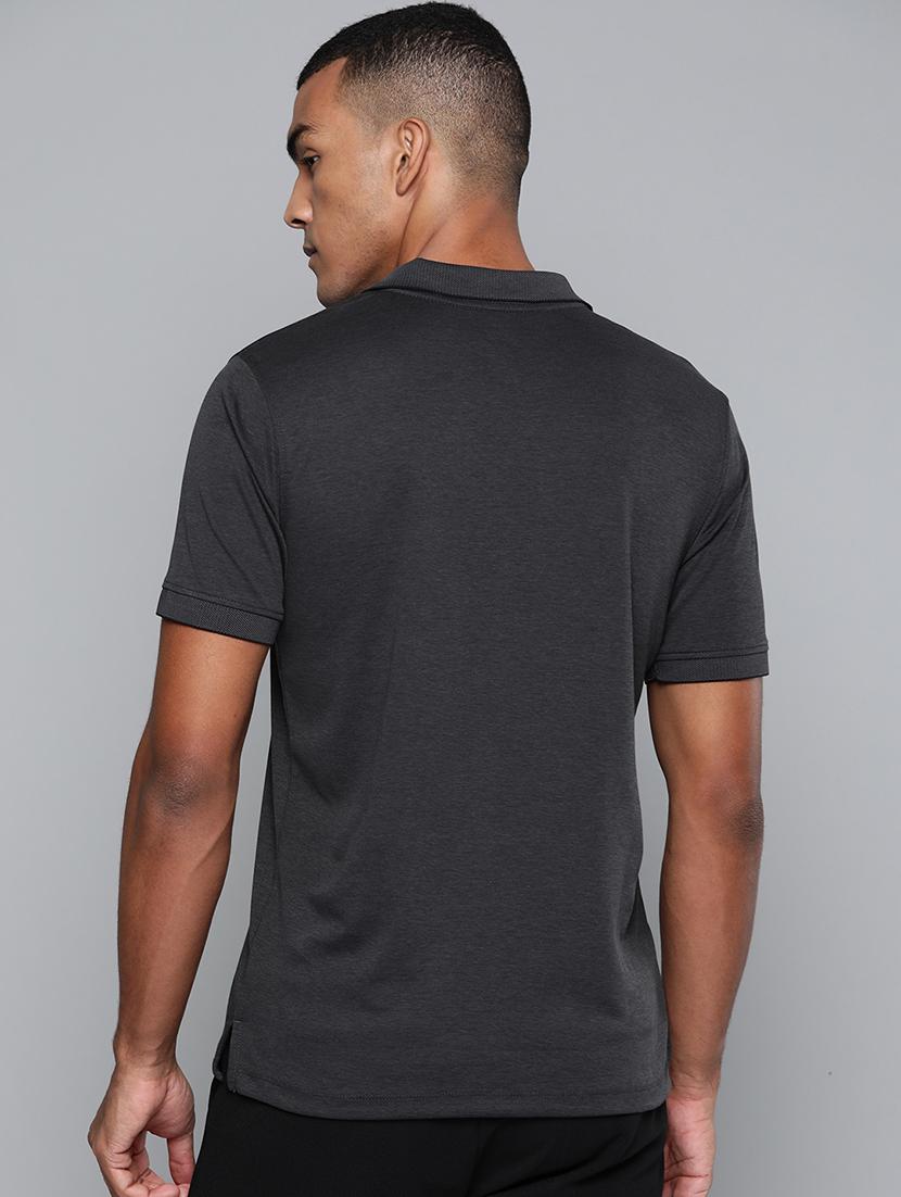 grey solid polo t-shirt - 17689068 - Standard Image - 2