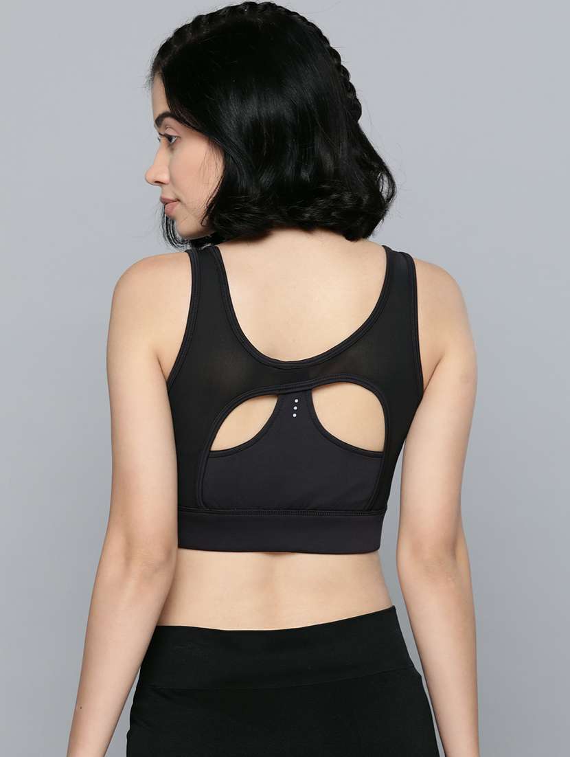 black cut out back sports bra - 17689070 - Standard Image - 2