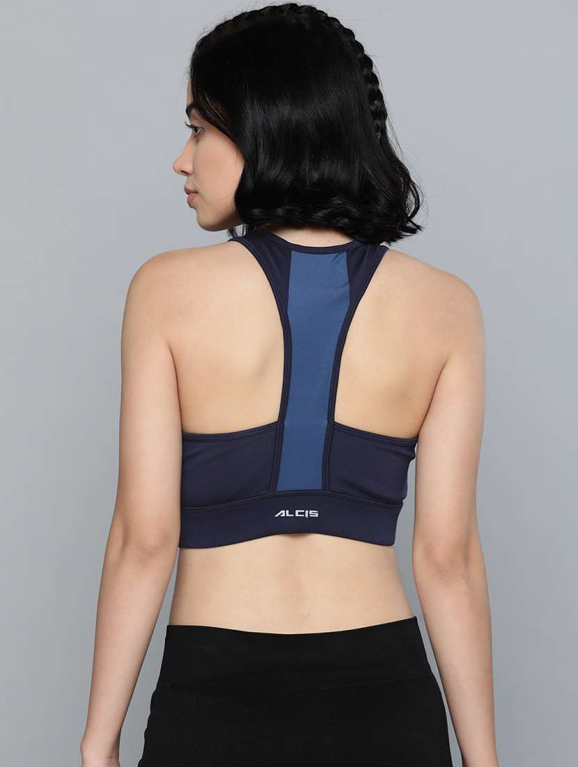navy blue cut out back sports bra - 17689072 -  Standard Image - 2