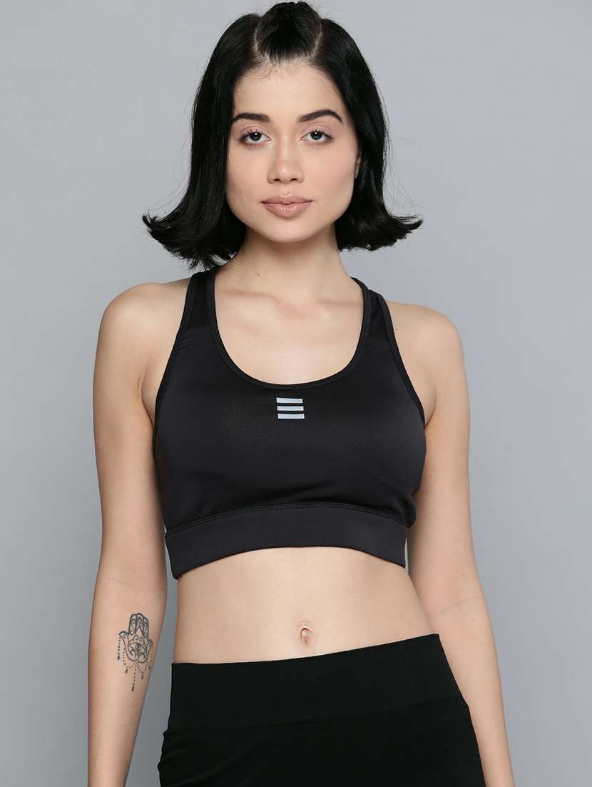 black racer back sports bra