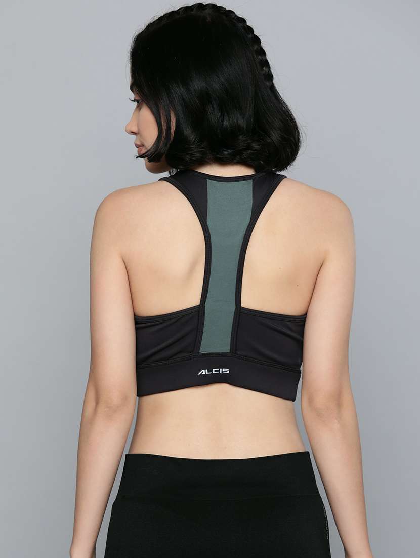 black racer back sports bra - 17689073 - Standard Image - 2
