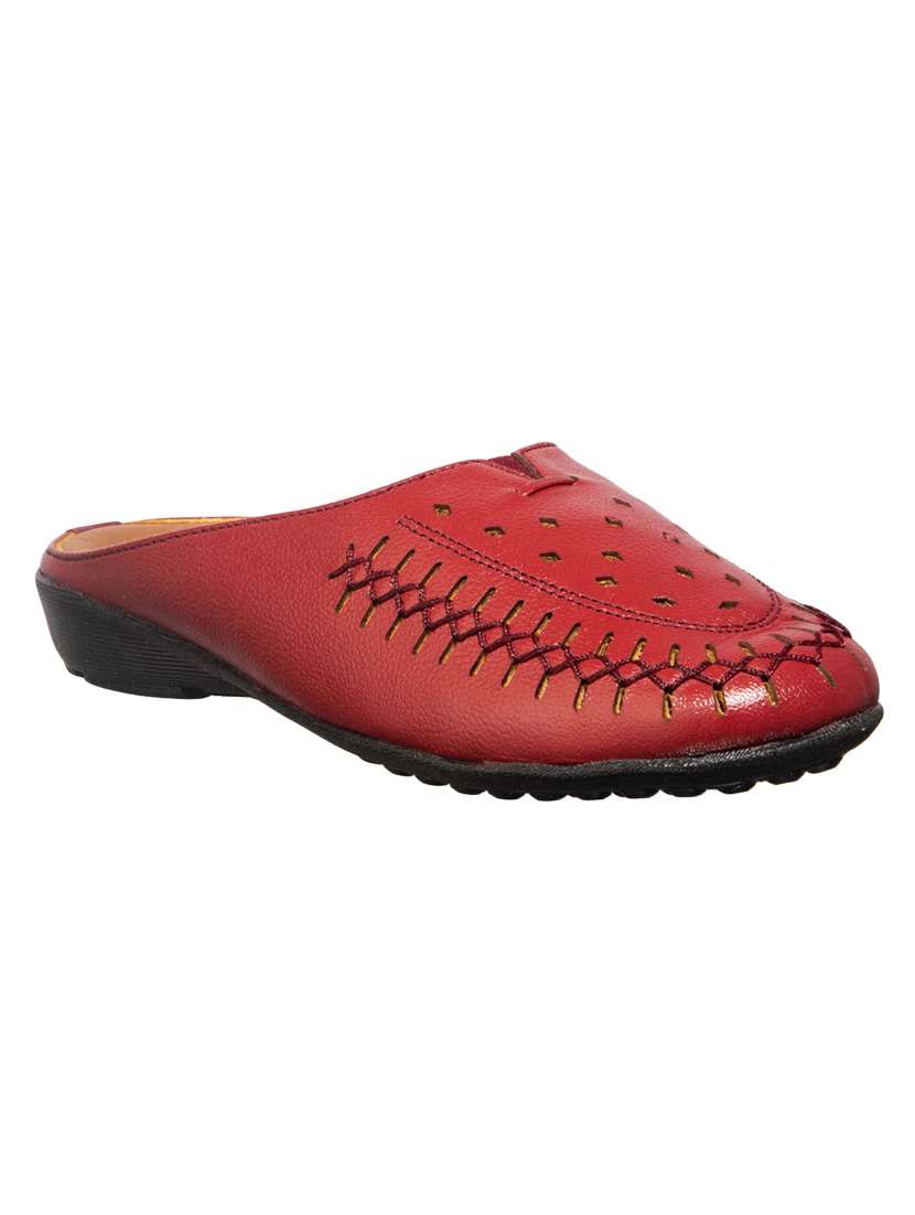 maroon  slip on mules 