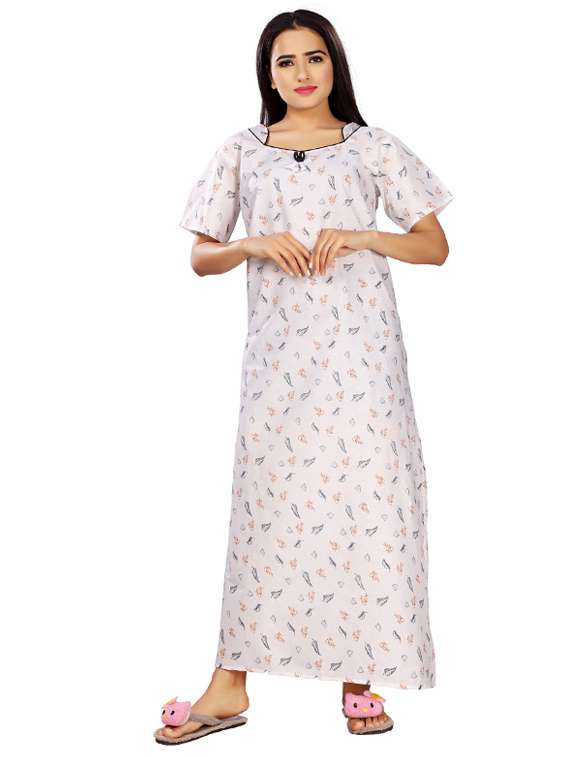 square neck printed nighty 