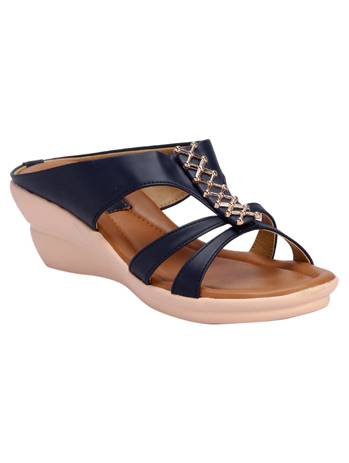 cleo by khadim's  synthetic pvc sole navy decorative sandal for women
