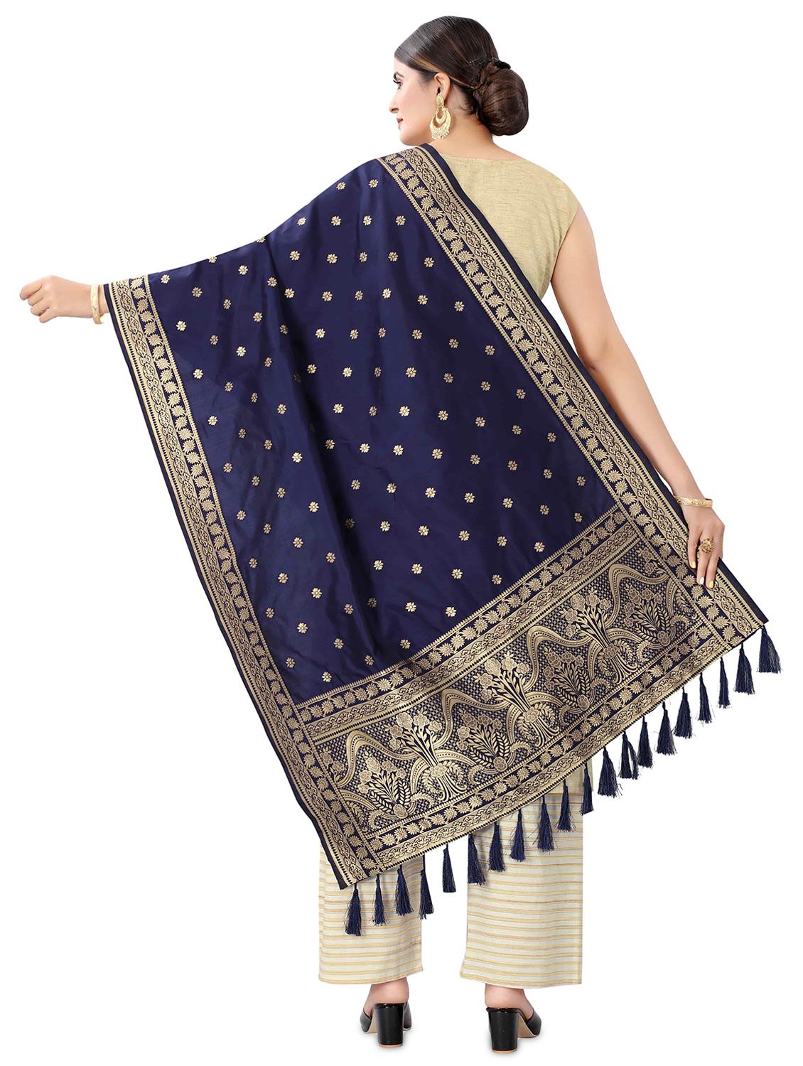 navy silk dupatta - 17690746 - Standard Image - 2