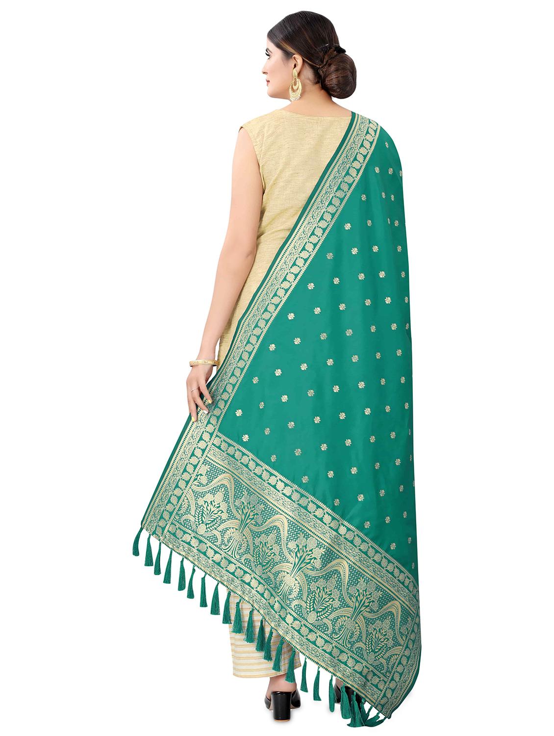 green silk dupatta - 17690748 - Standard Image - 2