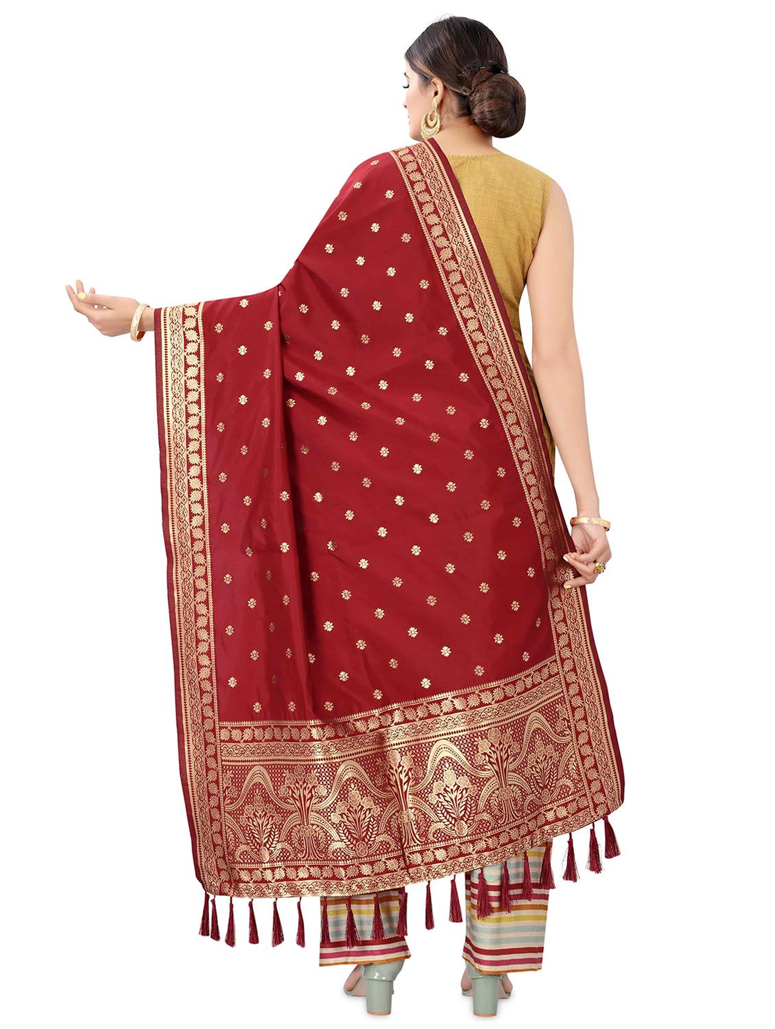 red silk dupatta - 17690750 - Standard Image - 2