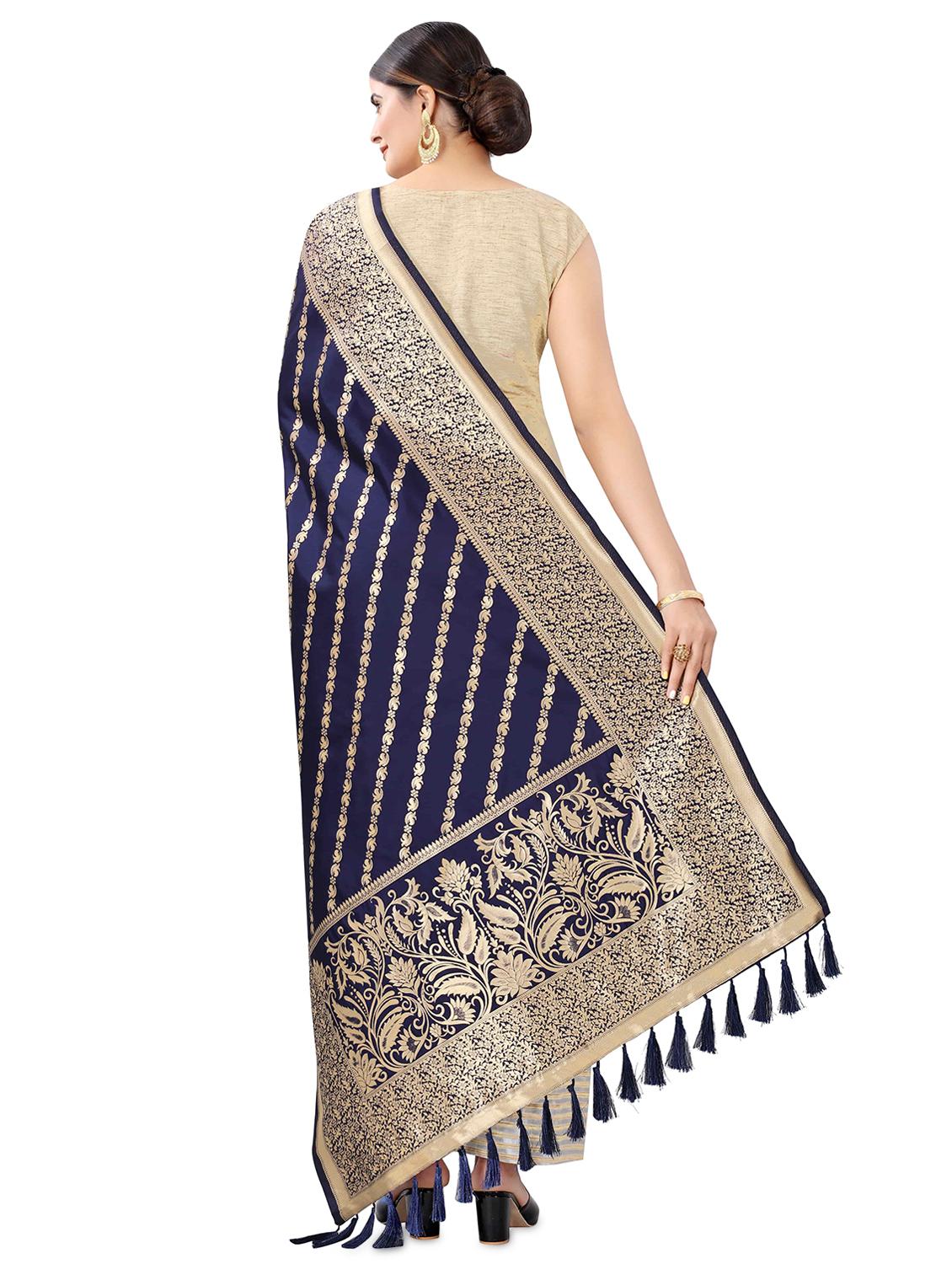 navy silk dupatta - 17690753 - Standard Image - 2